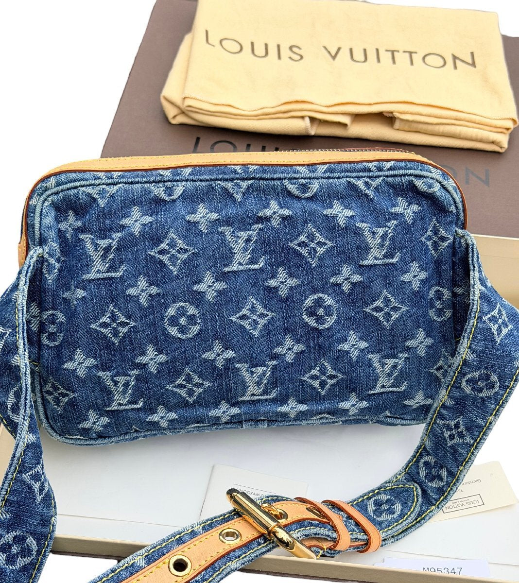 Louis Vuitton Bum Bag M95347 in Blue Monogram Denim, Natural Cowhide, Gold-Tone Push-Lock, 2007