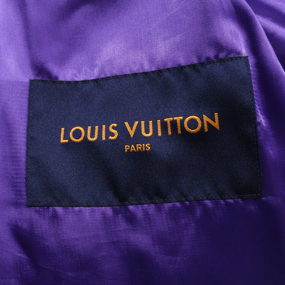 LOUIS VUITTON Multi Patch Mixed Leather Varsity Jacket Purple White Size 50