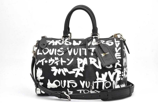 LOUIS VUITTON Speedy P9 Bandoulière 30 Scribble M26175 Black & White Leather NIGO Edition