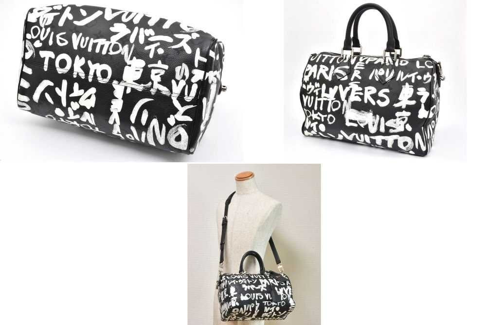 LOUIS VUITTON Speedy P9 Bandoulière 30 Scribble M26175 Black & White Leather NIGO Edition
