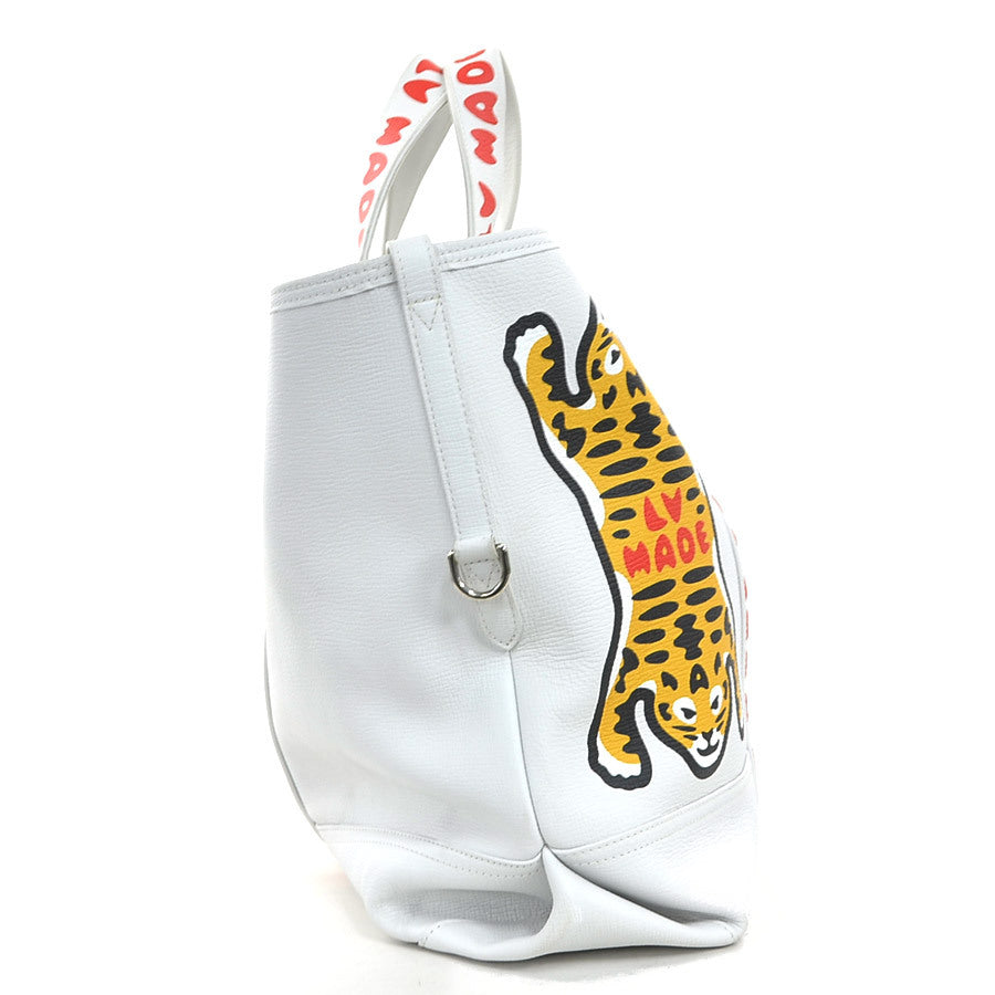 LOUIS VUITTON × NIGO LV² Trolley Tote M59366 Tiger White Leather 2-Way Shoulder Bag