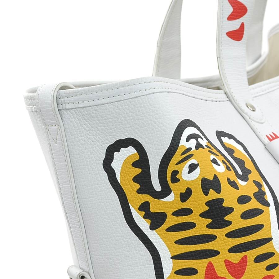 LOUIS VUITTON × NIGO LV² Trolley Tote M59366 Tiger White Leather 2-Way Shoulder Bag