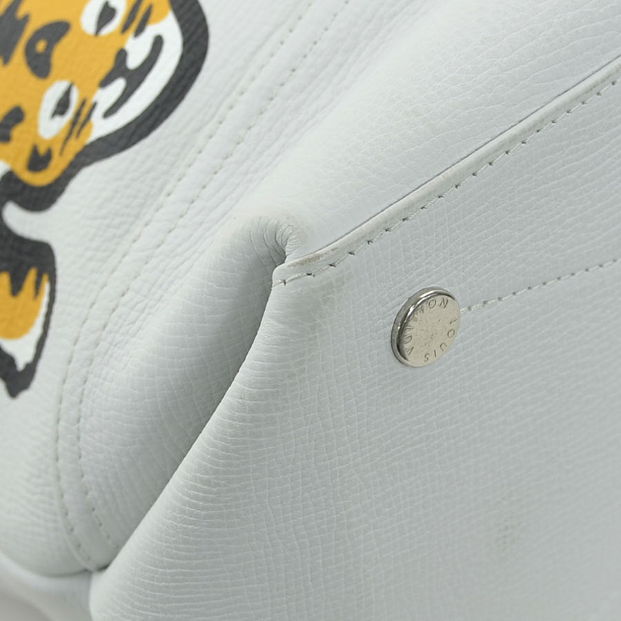 LOUIS VUITTON × NIGO LV² Trolley Tote M59366 Tiger White Leather 2-Way Shoulder Bag