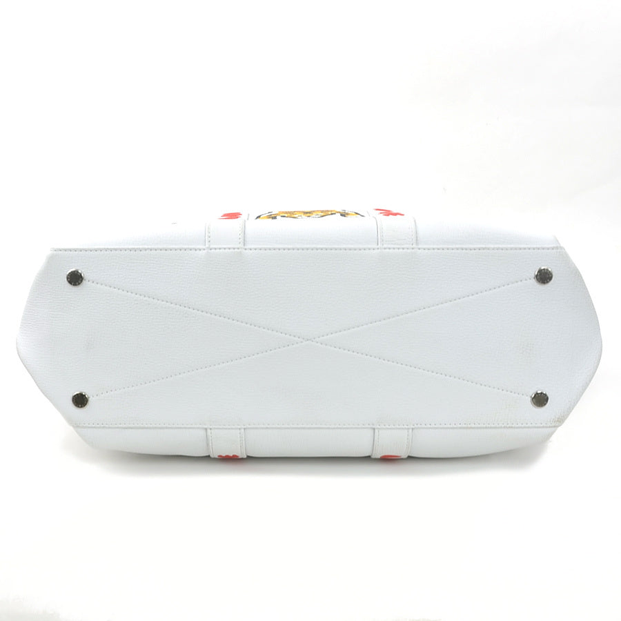 LOUIS VUITTON × NIGO LV² Trolley Tote M59366 Tiger White Leather 2-Way Shoulder Bag