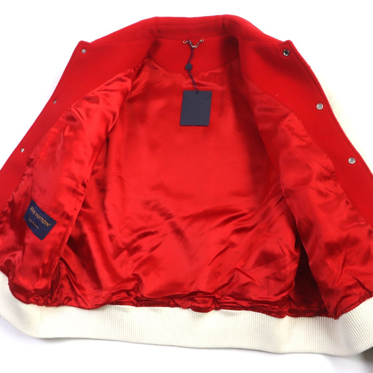 LOUIS VUITTON x Yayoi Kusama Embroidered Varsity Jacket Red White Size 58