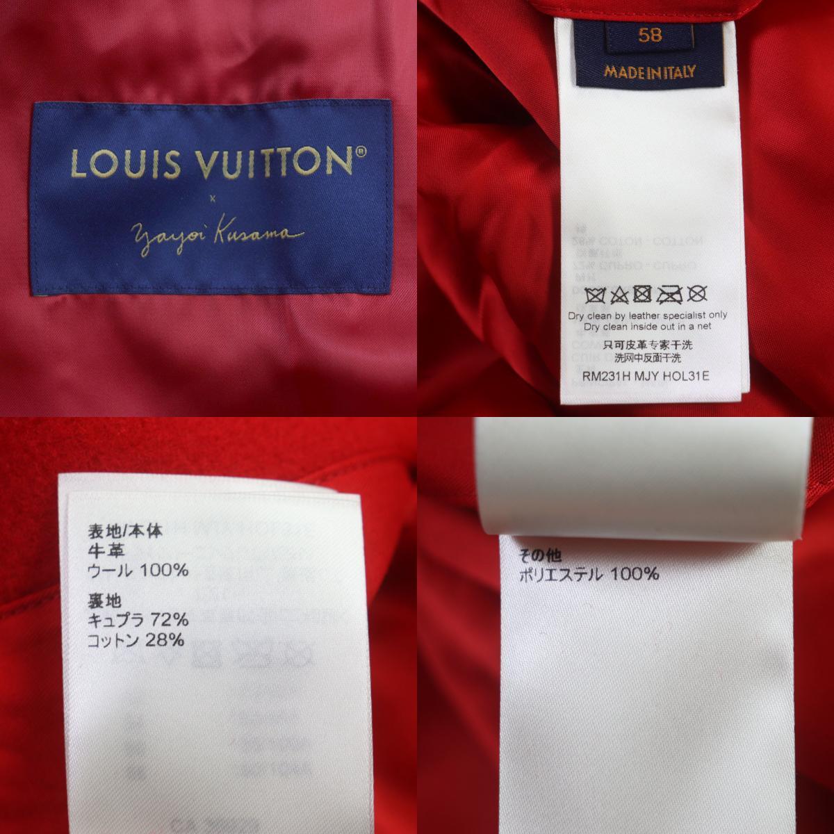 LOUIS VUITTON x Yayoi Kusama Embroidered Varsity Jacket Red White Size 58