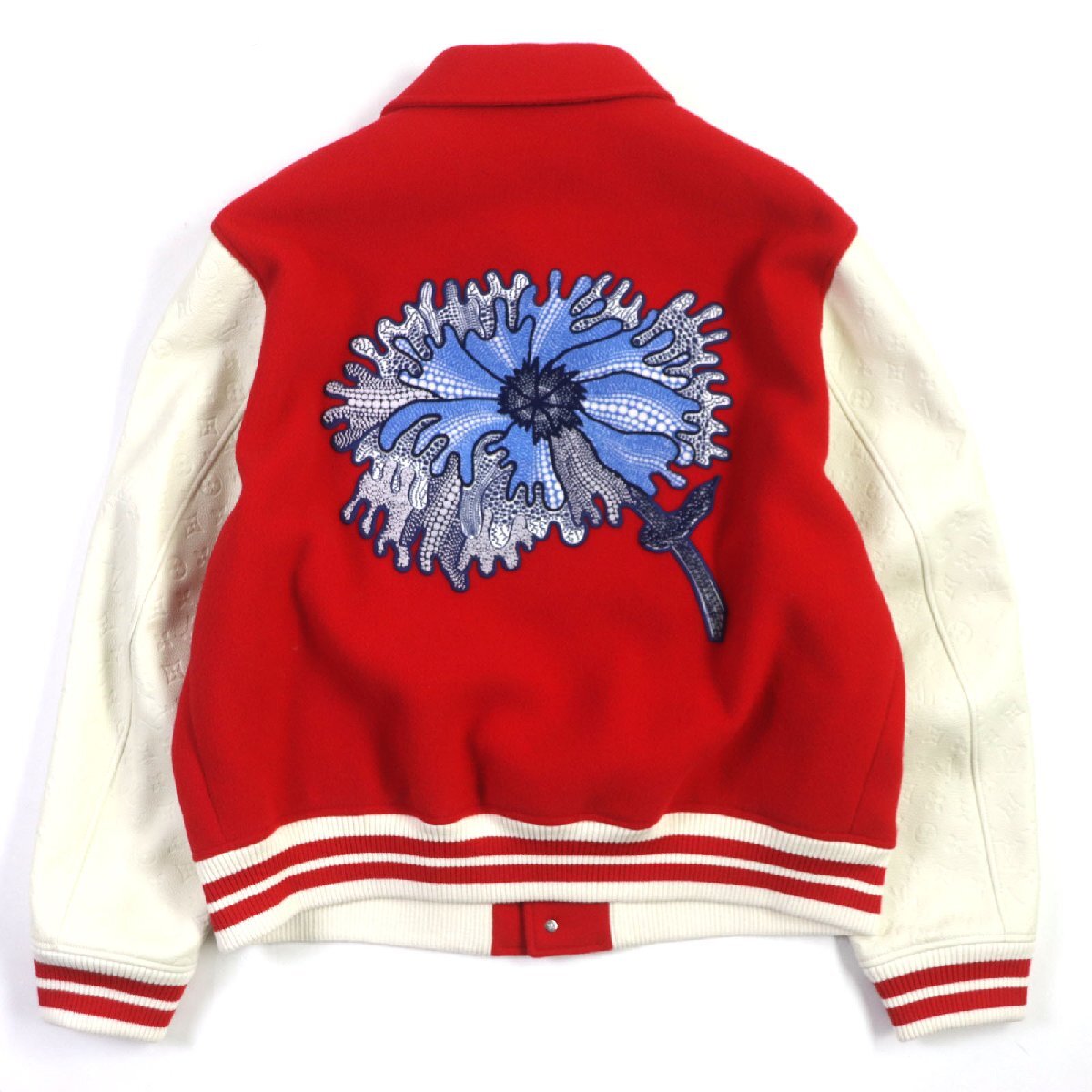 LOUIS VUITTON x Yayoi Kusama Embroidered Varsity Jacket Red White Size 58