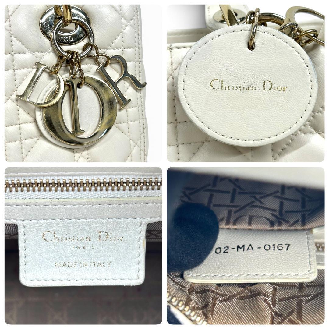 Lady Dior Medium White Cannage Lambskin Handbag Silver Hardware 02-MA-0167