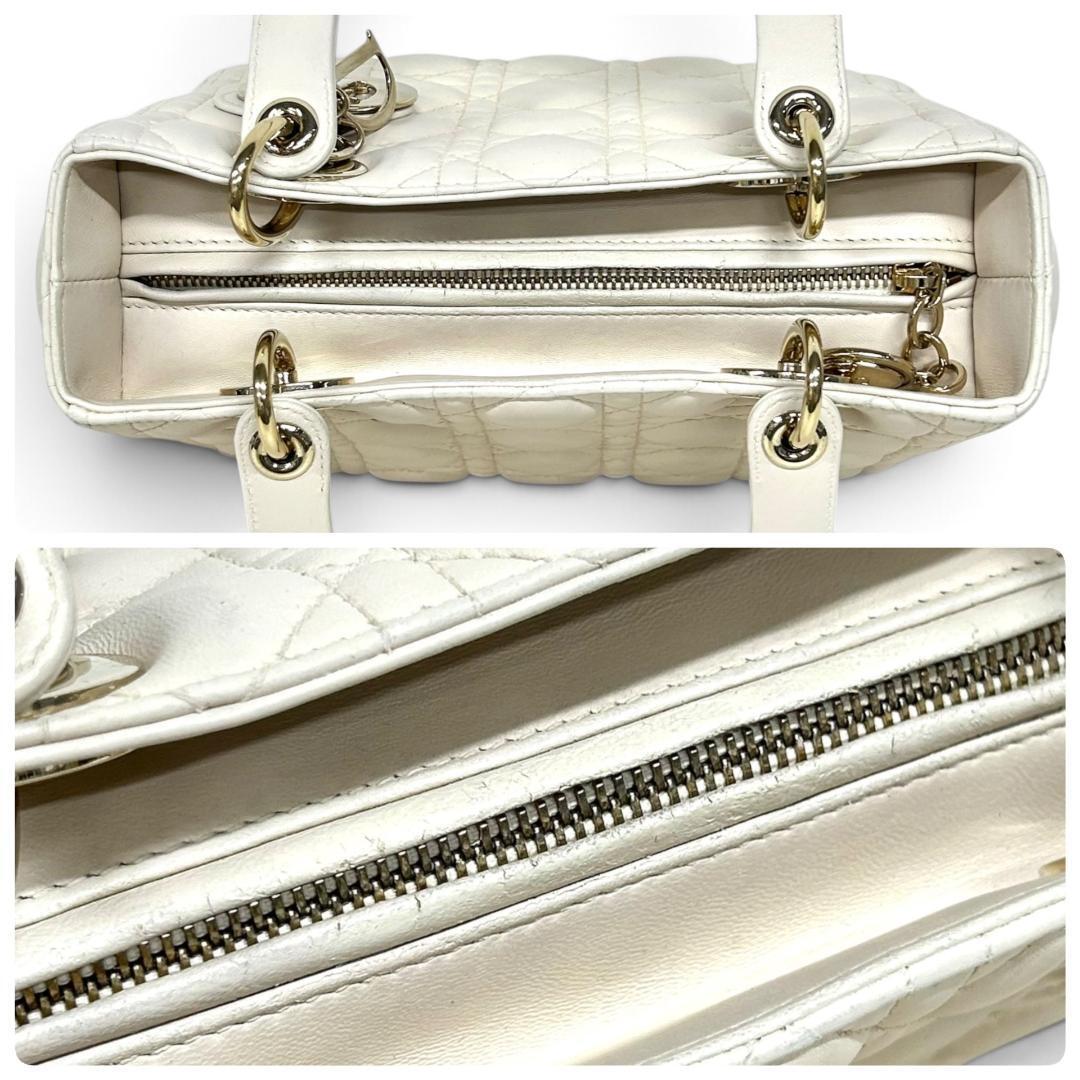 Lady Dior Medium White Cannage Lambskin Handbag Silver Hardware 02-MA-0167