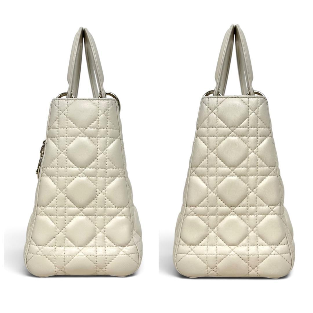 Lady Dior Medium White Cannage Lambskin Handbag Silver Hardware 02-MA-0167