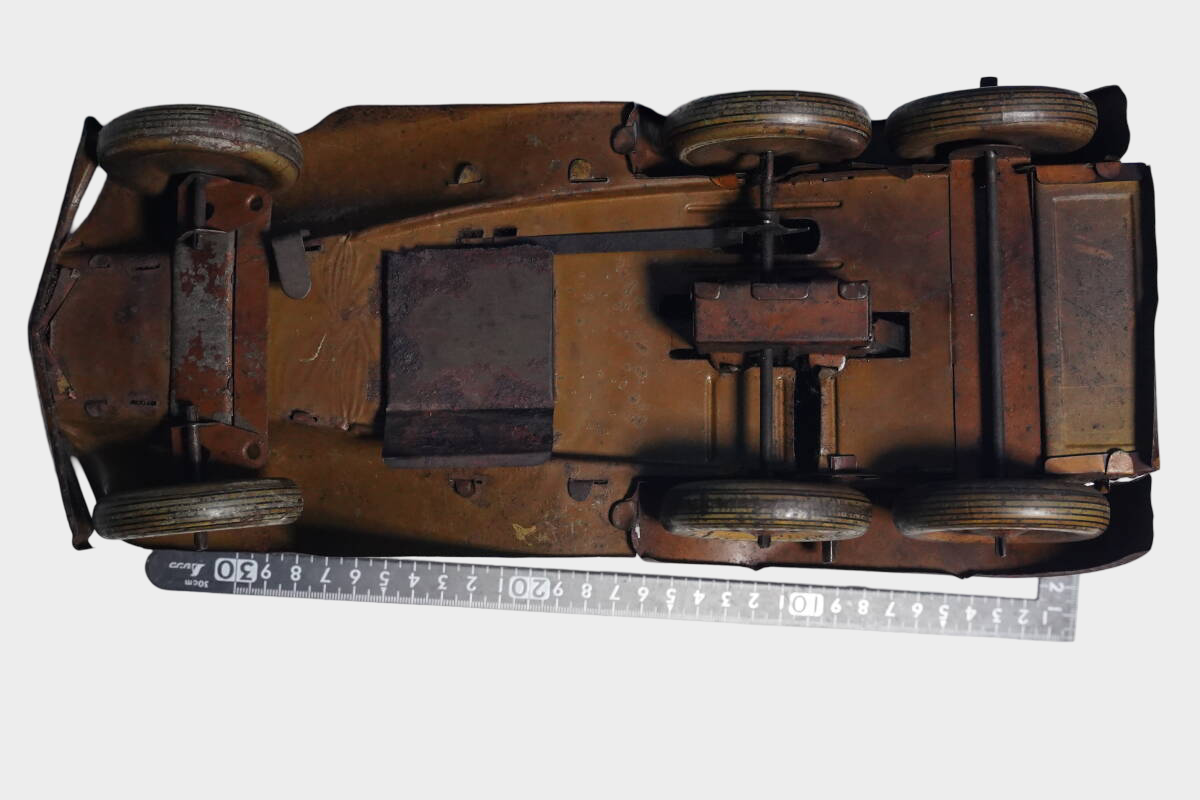 Large Japanese Tin Armored Vehicle Camouflage Toy Prewar Showa Era 35cm Friction