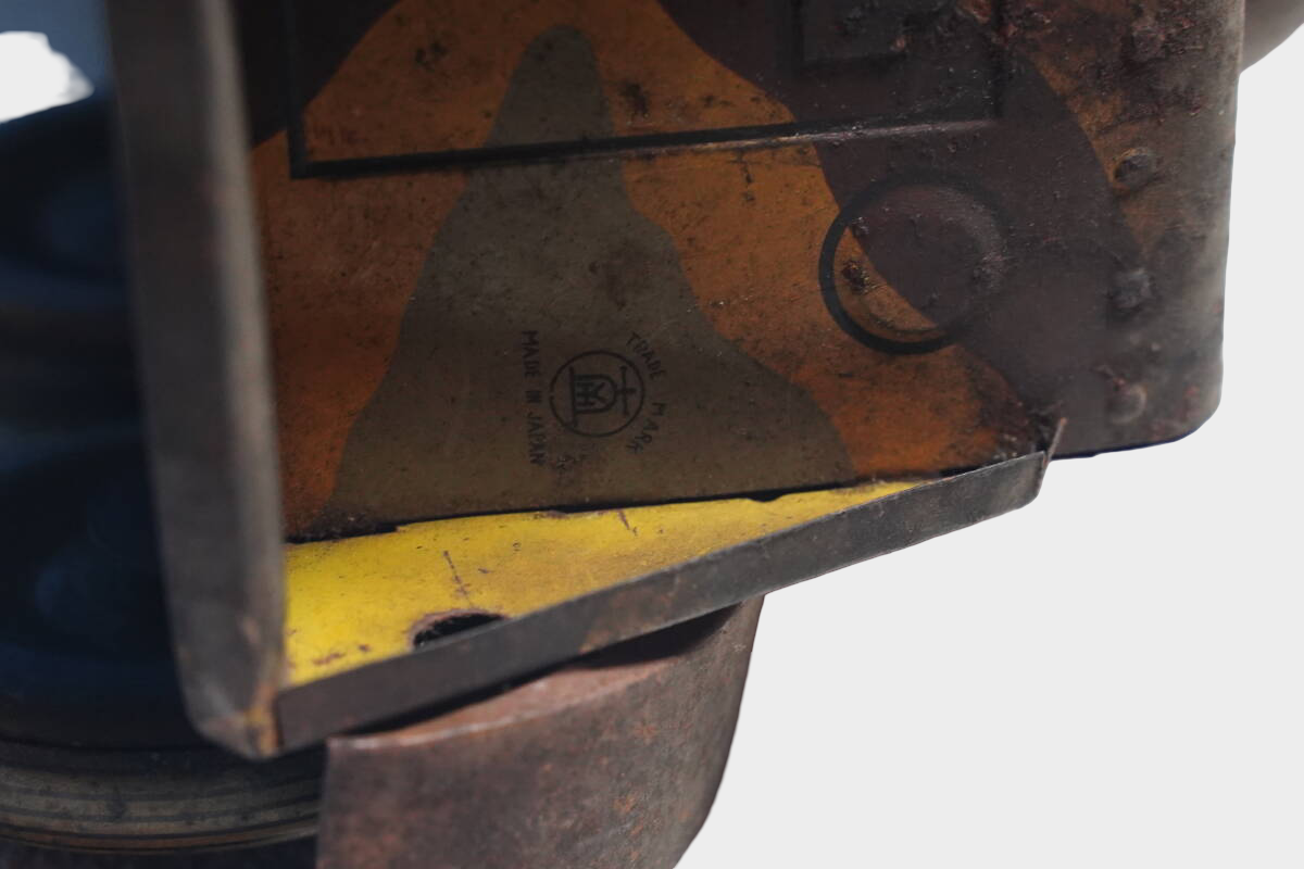 Large Japanese Tin Armored Vehicle Camouflage Toy Prewar Showa Era 35cm Friction