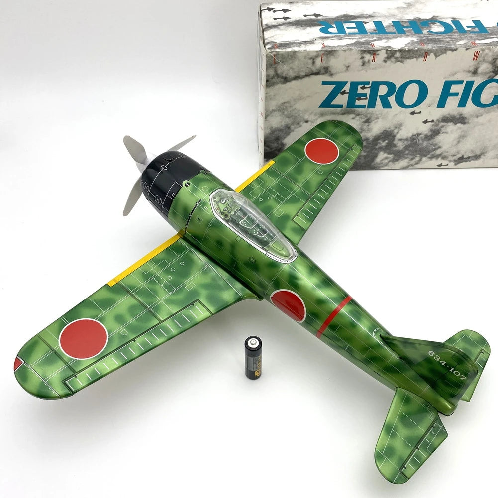 Large Japanese Tin Kamikaze Zero Fighter Aircraft Display Toy with Original Box