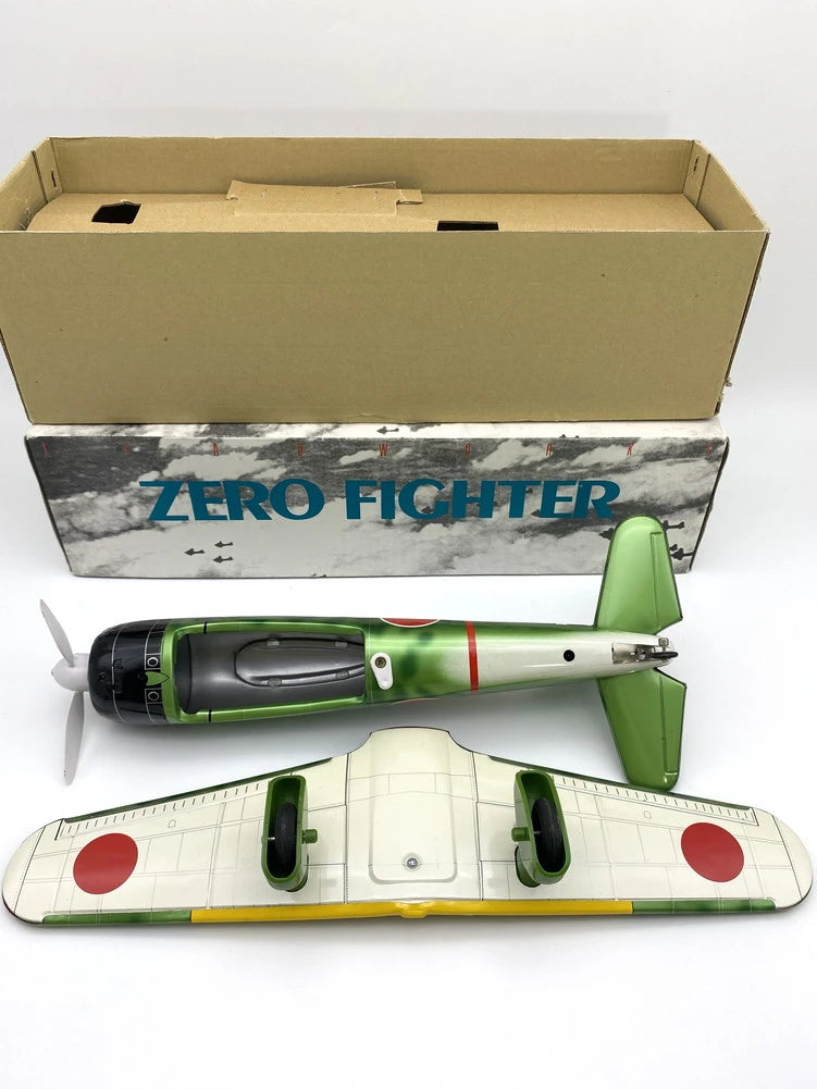 Large Japanese Tin Kamikaze Zero Fighter Aircraft Display Toy with Original Box