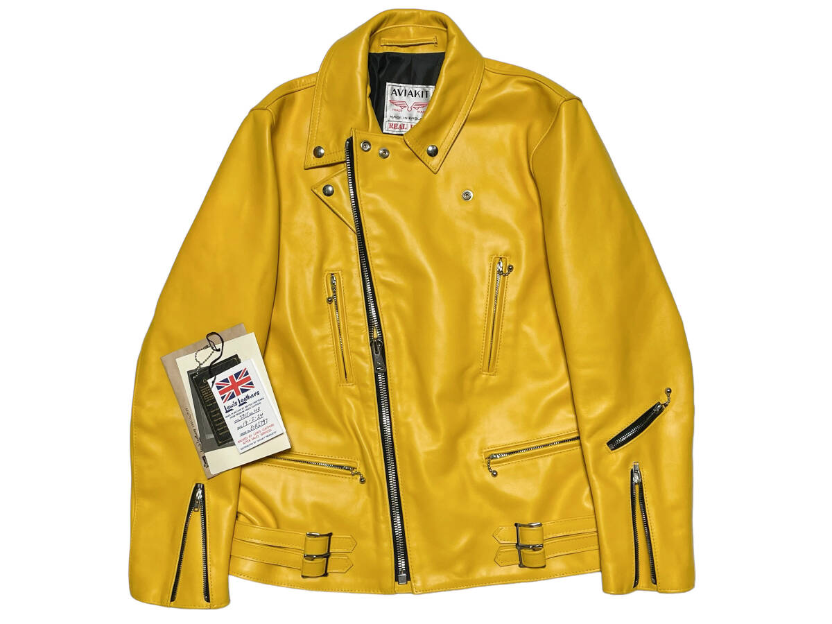 Lewis Leathers 391T Lightning Yellow Horsehide Double Riders Jacket Aviakit Size 40