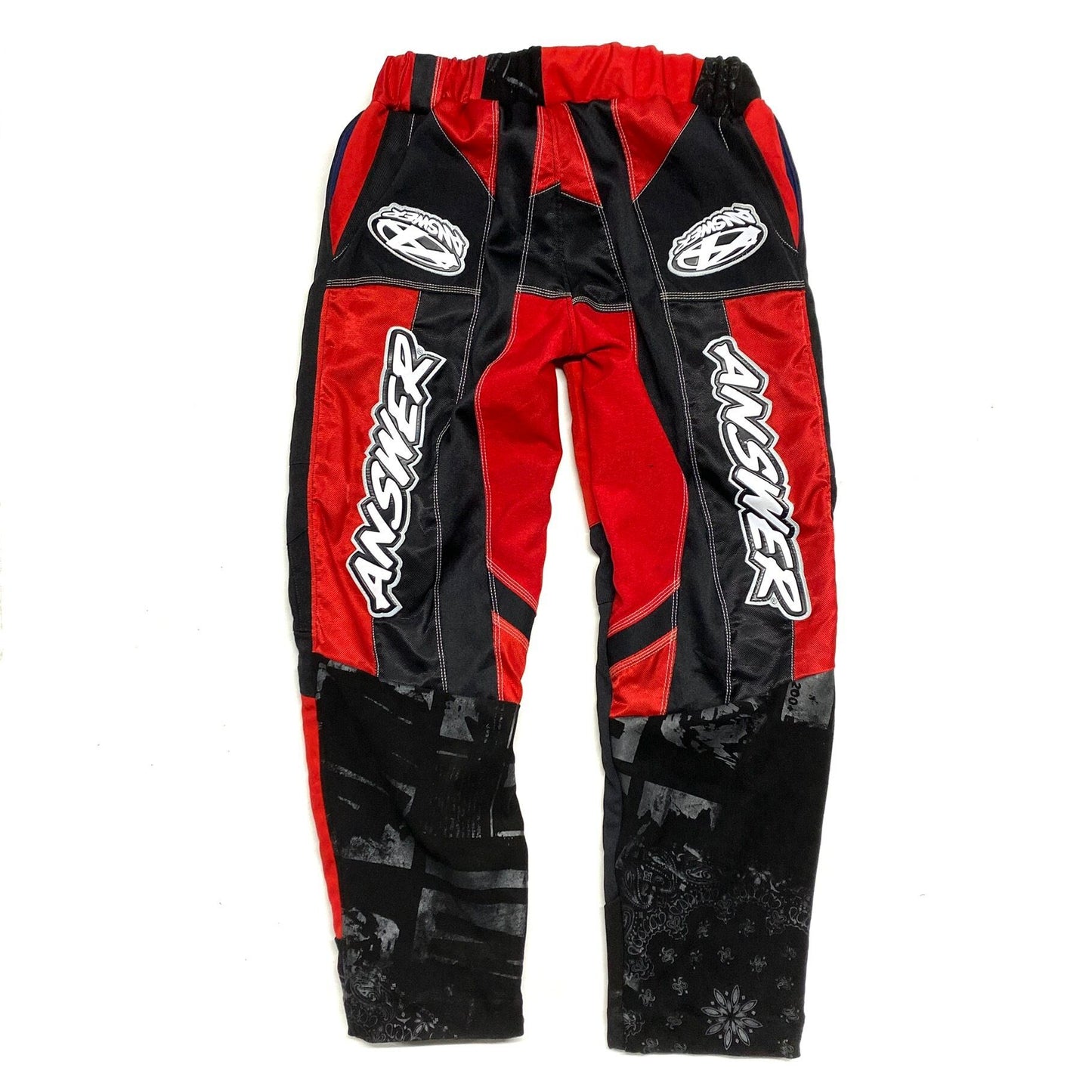Red Bespoke Hypebeast Japanese Vintage Handmade Custom One and Only One Cote Mer Upcycle Sustainable Street Fashion Sports Jersey Motorcycle Biker Rider Pants Bottoms ( Size : XL )