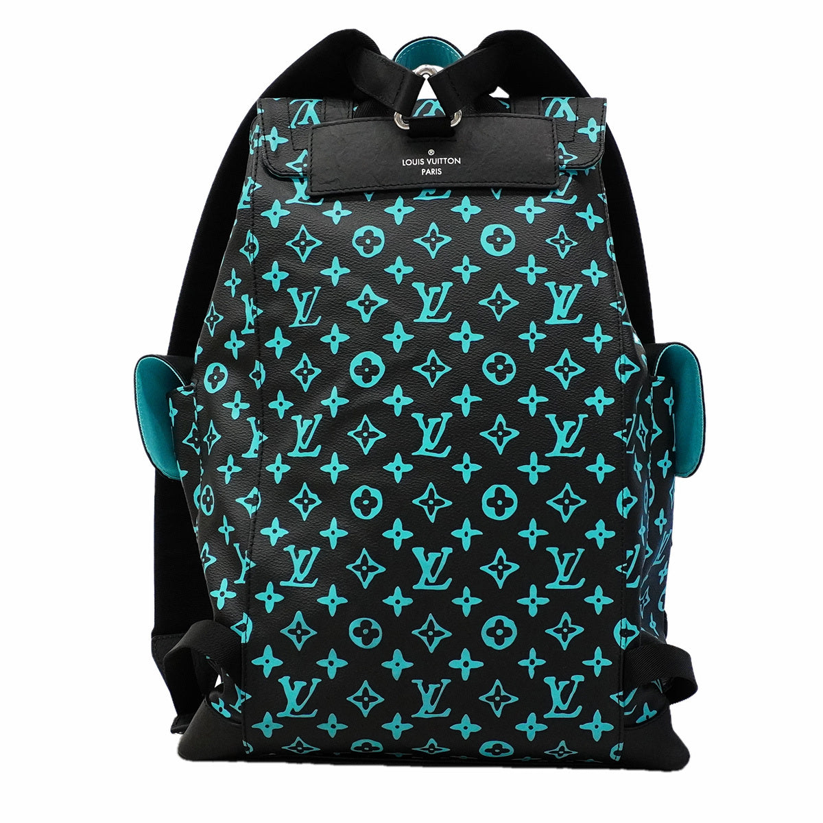 Louis Vuitton Christopher MM M21936 Monogram Playground Black Neon Blue Backpack 2023