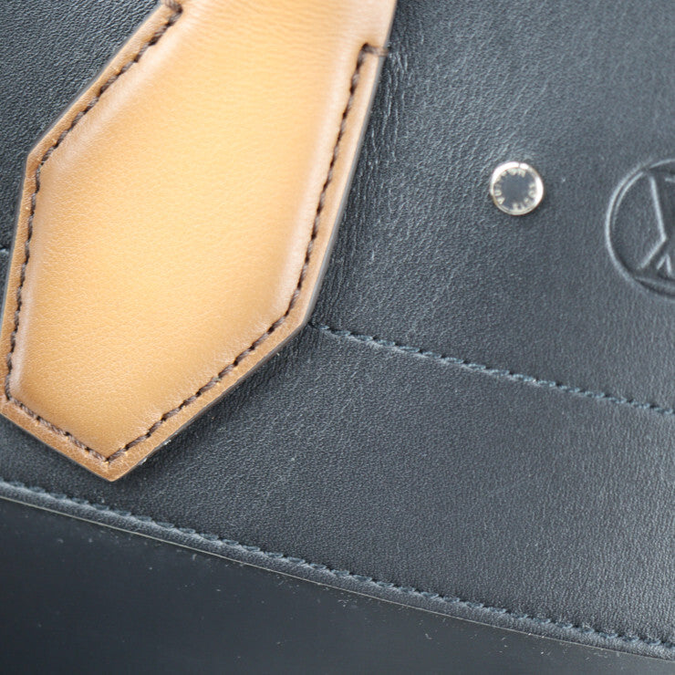 Louis Vuitton City Steamer MM M43080 – Black Leather 2WAY Tote + Multicolor Patches – Silver Hardware – AB Rank Authentic LV Handbag