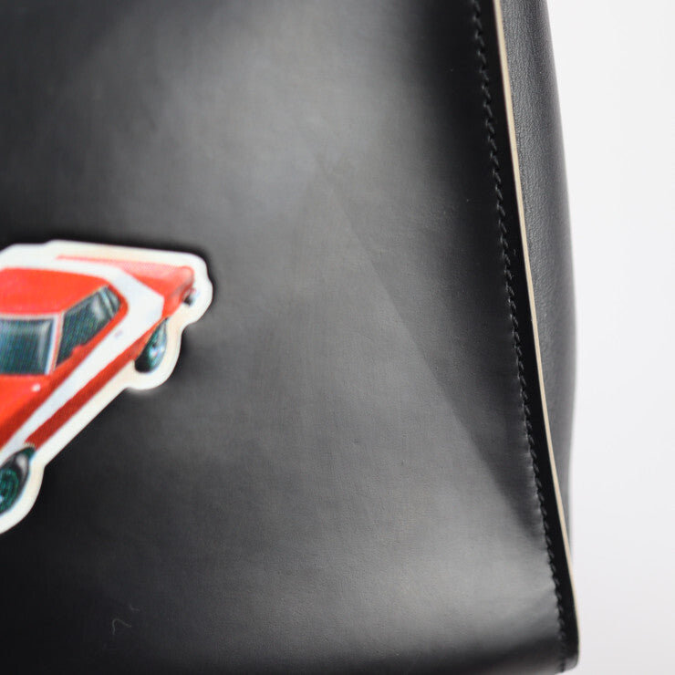 Louis Vuitton City Steamer MM M43080 – Black Leather 2WAY Tote + Multicolor Patches – Silver Hardware – AB Rank Authentic LV Handbag