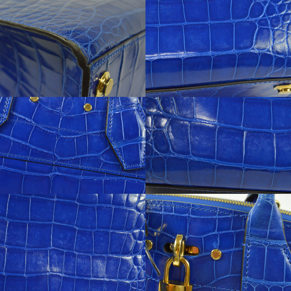 Louis Vuitton City Steamer PM N95818, Blue Alligator Crocodilian Leather Two-Way Bag, Gold-Tone Hardware