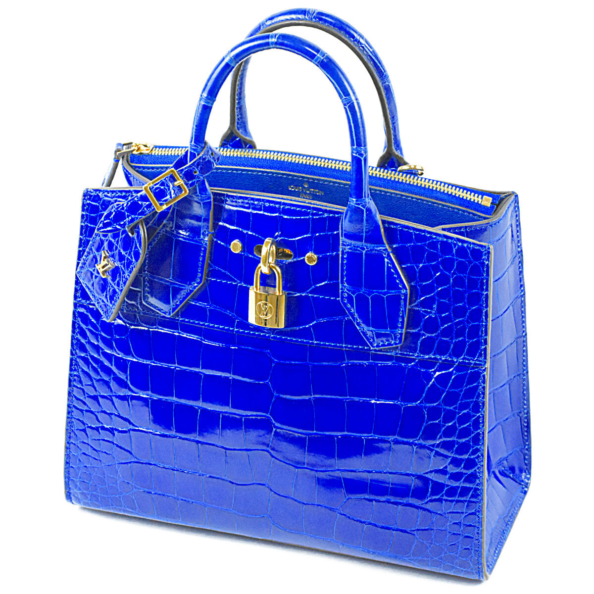 Louis Vuitton City Steamer PM N95818, Blue Alligator Crocodilian Leather Two-Way Bag, Gold-Tone Hardware