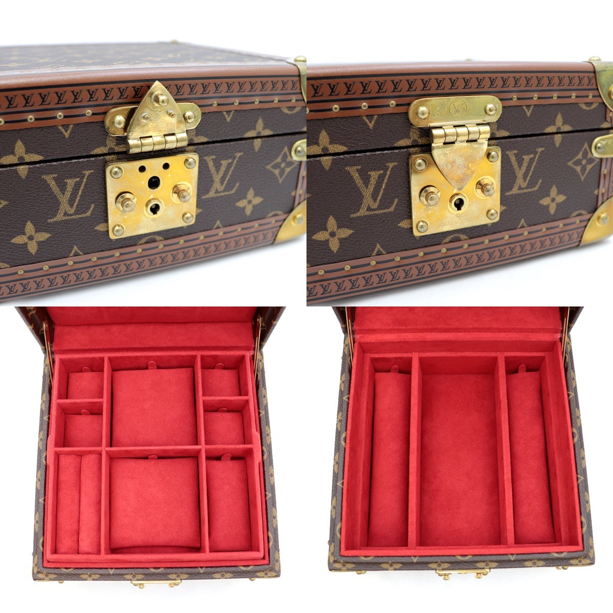 Louis Vuitton Coffret Joaillerie M13513 Monogram Jewelry Trunk with Red Velvet Interior and Removable Tray