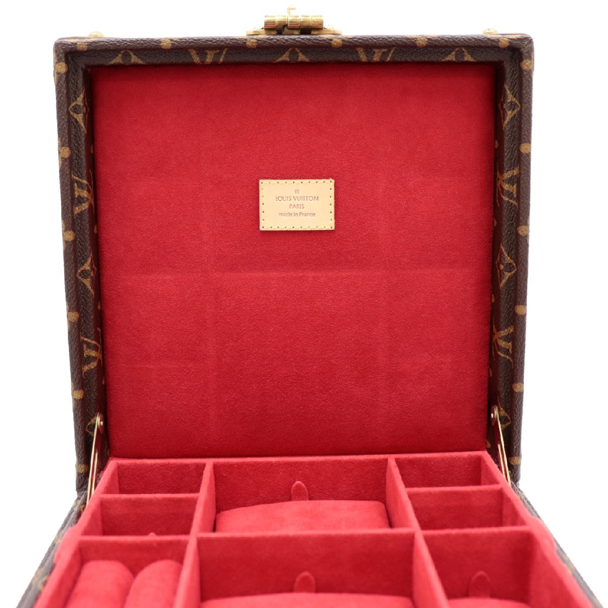 Louis Vuitton Coffret Joaillerie M13513 Monogram Jewelry Trunk with Red Velvet Interior and Removable Tray