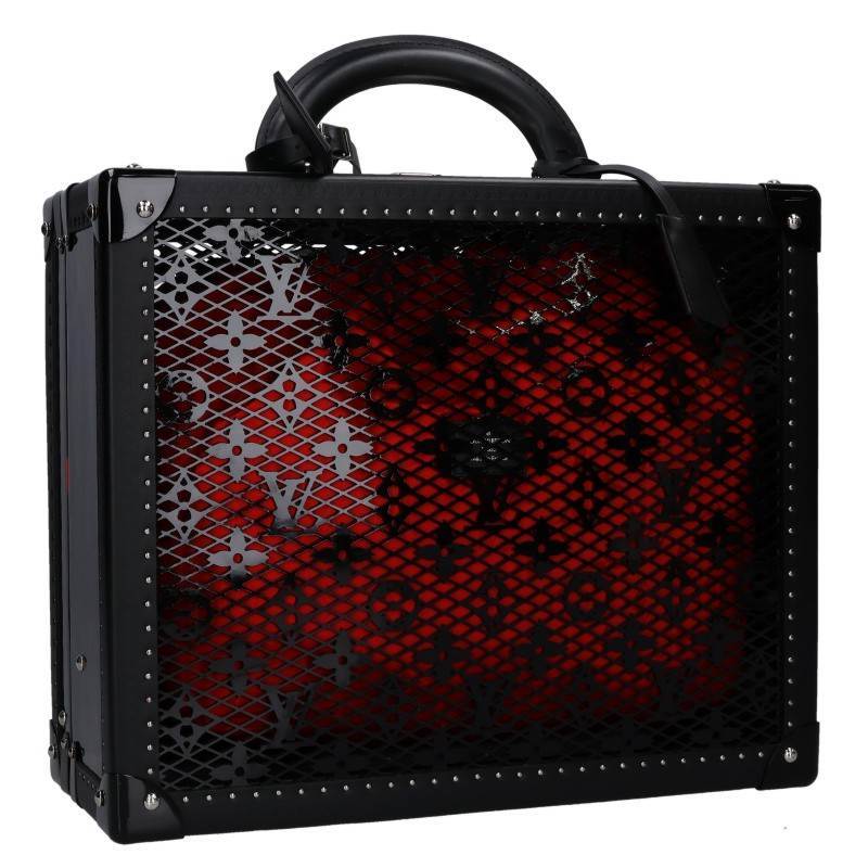 Louis Vuitton Cotteville 35 M20334 Monogram Mesh Hard Trunk Black Red