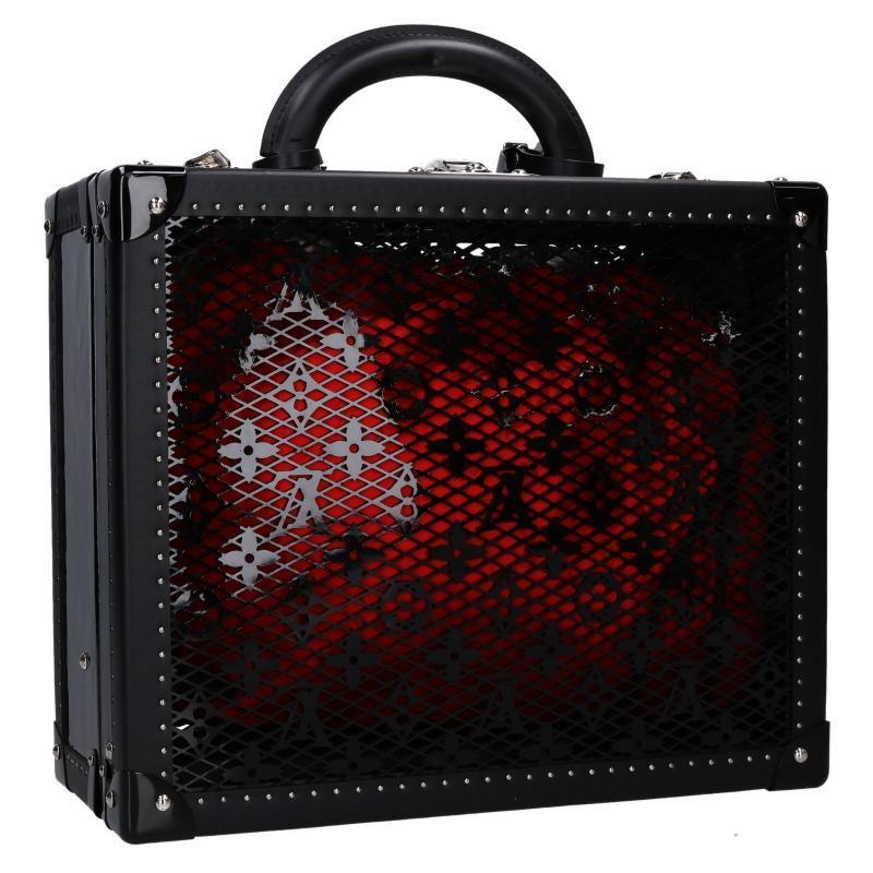 Louis Vuitton Cotteville 35 M20334 Monogram Mesh Hard Trunk Black Red