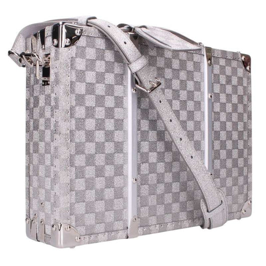 Louis Vuitton silver Damier Glitter hard trunk briefcase