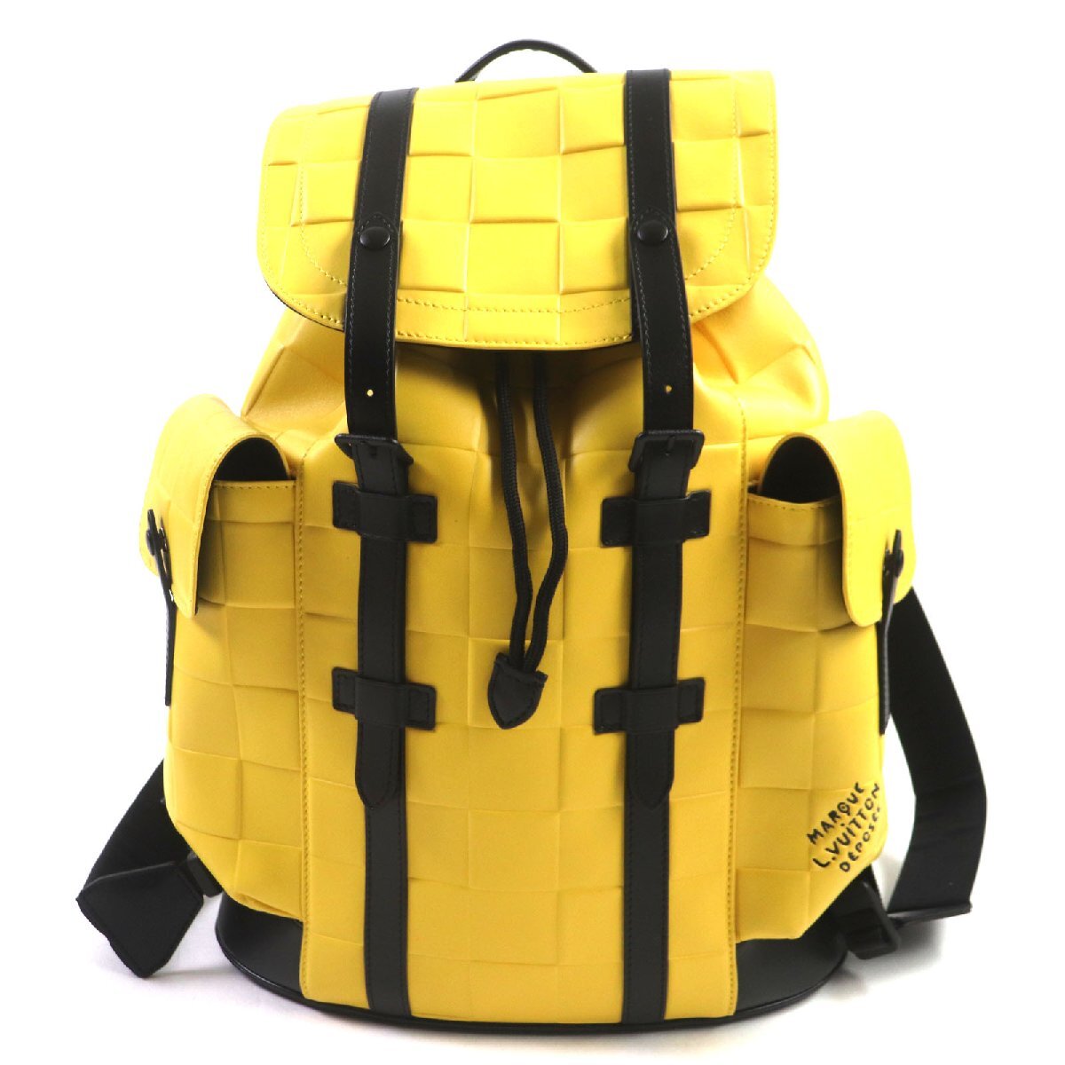 Louis Vuitton Damier Scuba Christopher MM M25016 Jaune Yellow Leather Backpack
