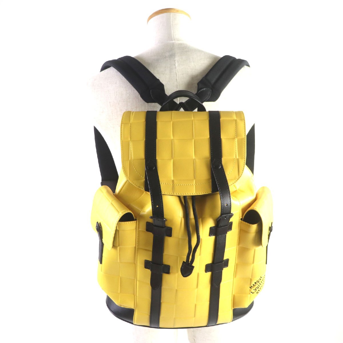 Louis Vuitton Damier Scuba Christopher MM M25016 Jaune Yellow Leather Backpack