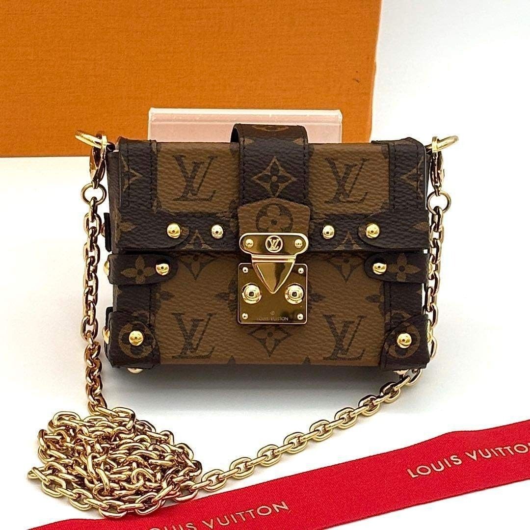 Louis Vuitton Essential Trunk M68575 Monogram Reverse Mini Chain Shoulder Bag