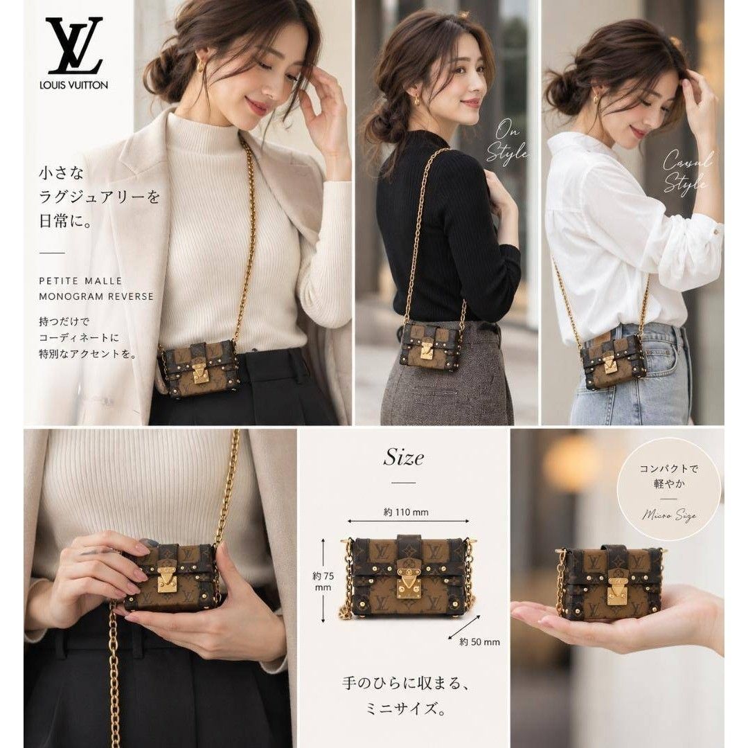 Louis Vuitton Essential Trunk M68575 Monogram Reverse Mini Chain Shoulder Bag