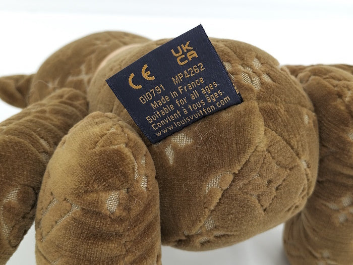 Louis Vuitton Teddy Bear PM GI0791 Dou Dou, Brown Monogram Velvet with Natural Cowhide Collar