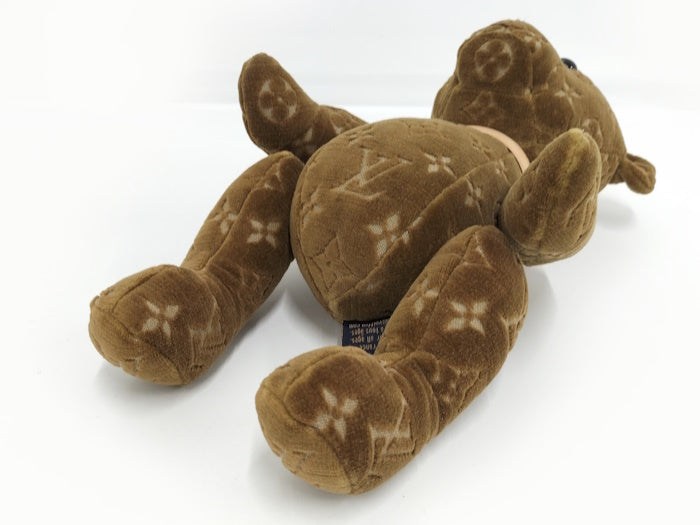 Louis Vuitton Teddy Bear PM GI0791 Dou Dou, Brown Monogram Velvet with Natural Cowhide Collar