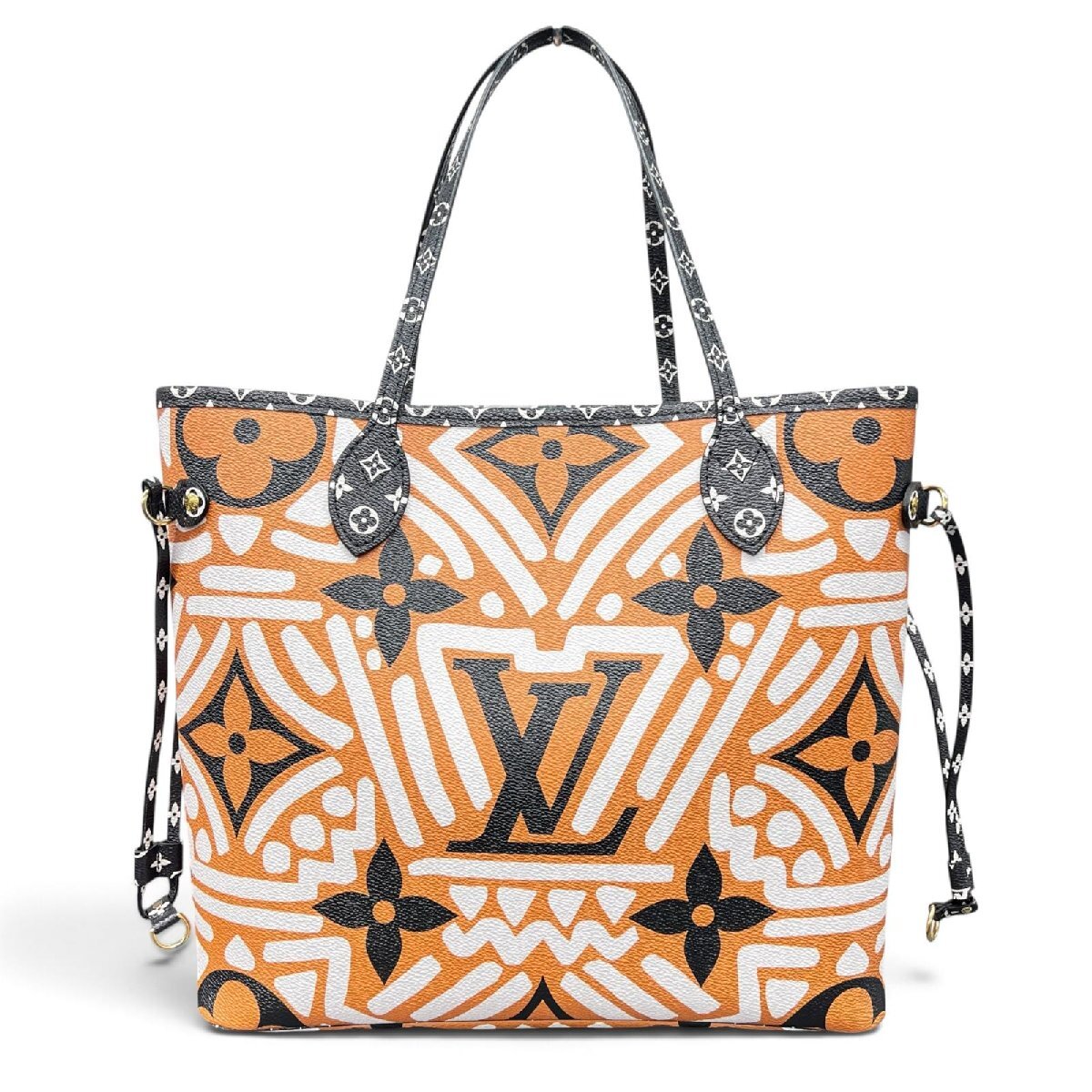 Louis Vuitton LV Crafty Neverfull MM M56584 Monogram Giant Cream Caramel White Tote with Pouch