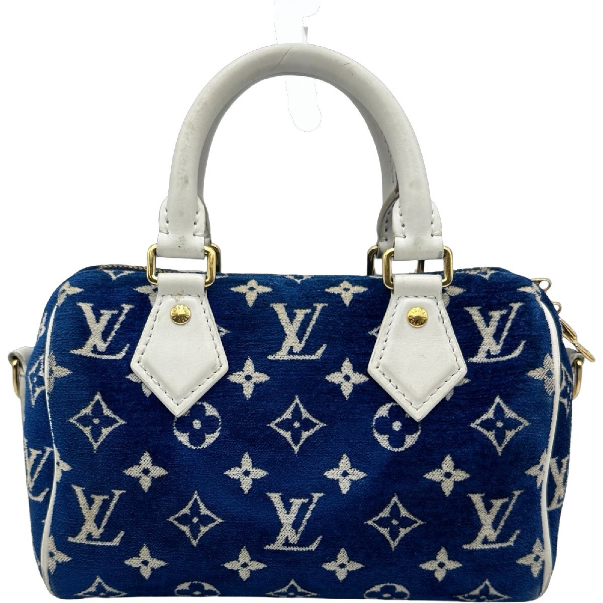 Louis Vuitton LV Match Speedy Bandouliere 20 M20751 Blue Monogram Jacquard Velvet Bag
