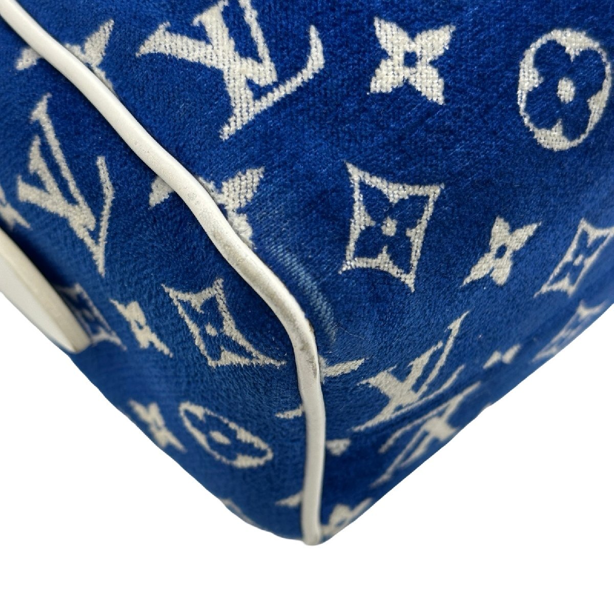 Louis Vuitton LV Match Speedy Bandouliere 20 M20751 Blue Monogram Jacquard Velvet Bag