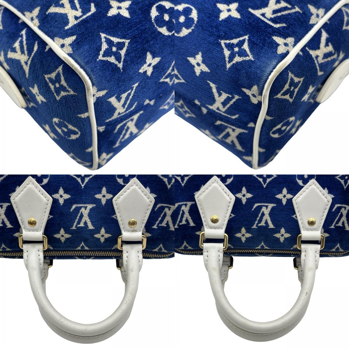 Louis Vuitton LV Match Speedy Bandouliere 20 M20751 Blue Monogram Jacquard Velvet Bag