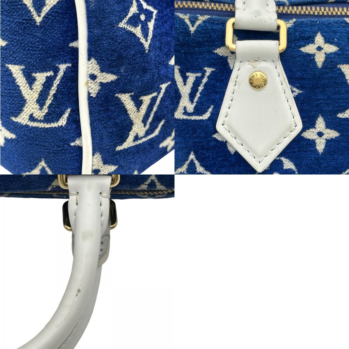 Louis Vuitton LV Match Speedy Bandouliere 20 M20751 Blue Monogram Jacquard Velvet Bag