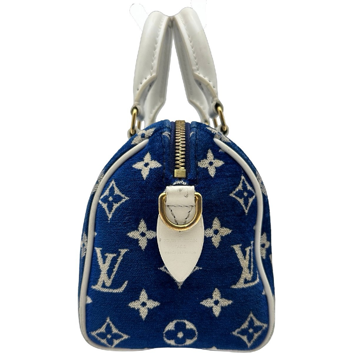 Louis Vuitton LV Match Speedy Bandouliere 20 M20751 Blue Monogram Jacquard Velvet Bag
