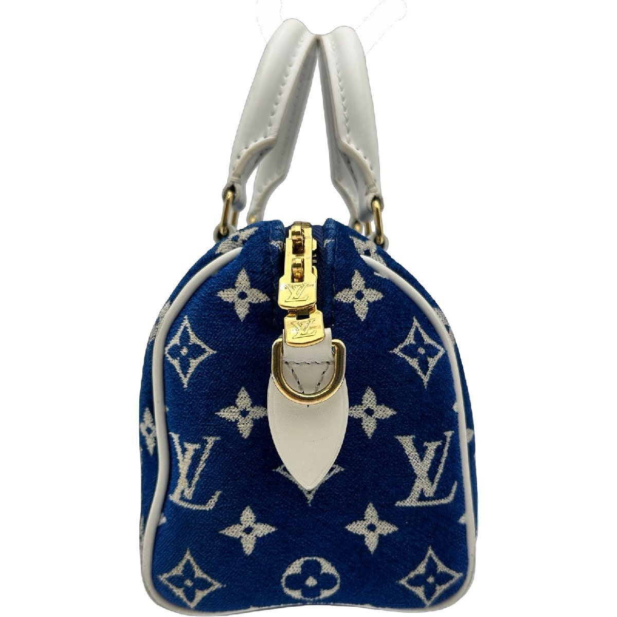 Louis Vuitton LV Match Speedy Bandouliere 20 M20751 Blue Monogram Jacquard Velvet Bag