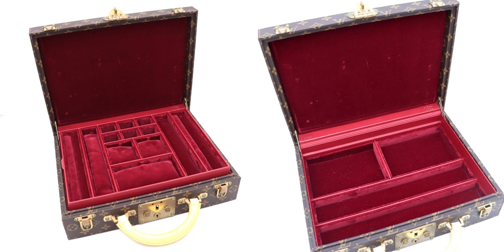 Louis Vuitton Boite Bijoux M47120 Monogram Jewelry Trunk with Deep Red Velvet Interior
