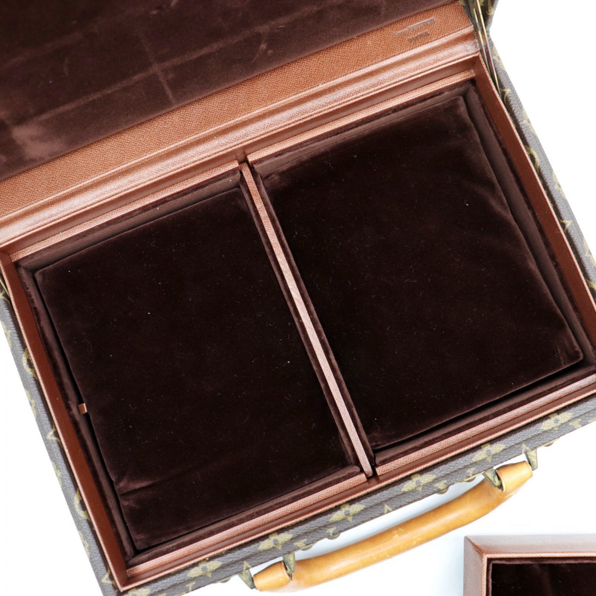 Louis Vuitton Boite Bijoux M47120 Monogram Jewelry Trunk, Brown Velvet Interior & Fitted Tray