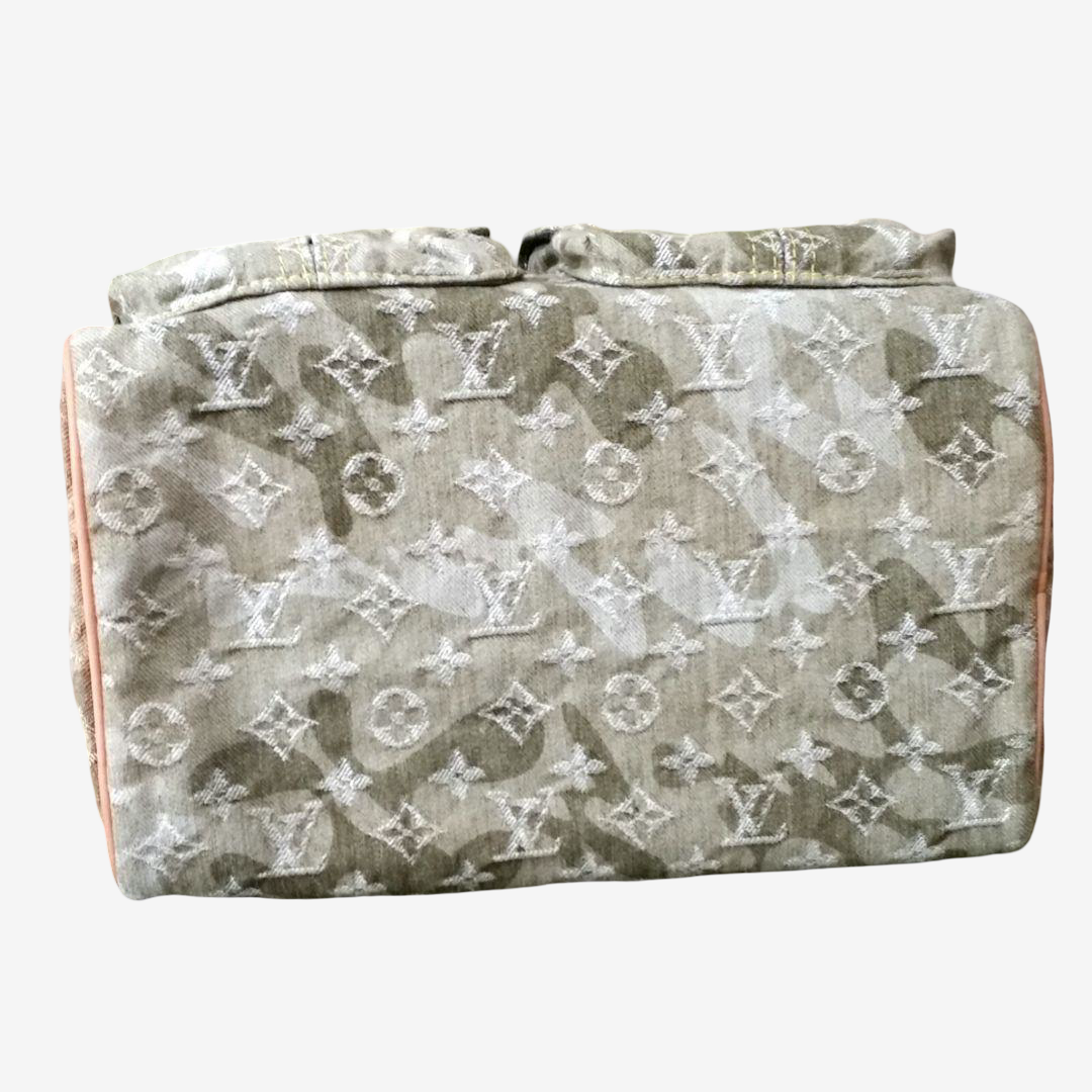 Louis Vuitton Murakami Camouflage Monogram Mini Boston Tote Rare Archive Utility Bag Khaki Denim Style