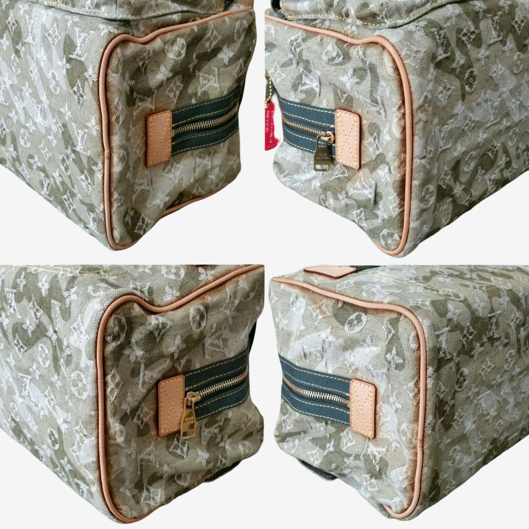 Louis Vuitton Murakami Camouflage Monogram Mini Boston Tote Rare Archive Utility Bag Khaki Denim Style