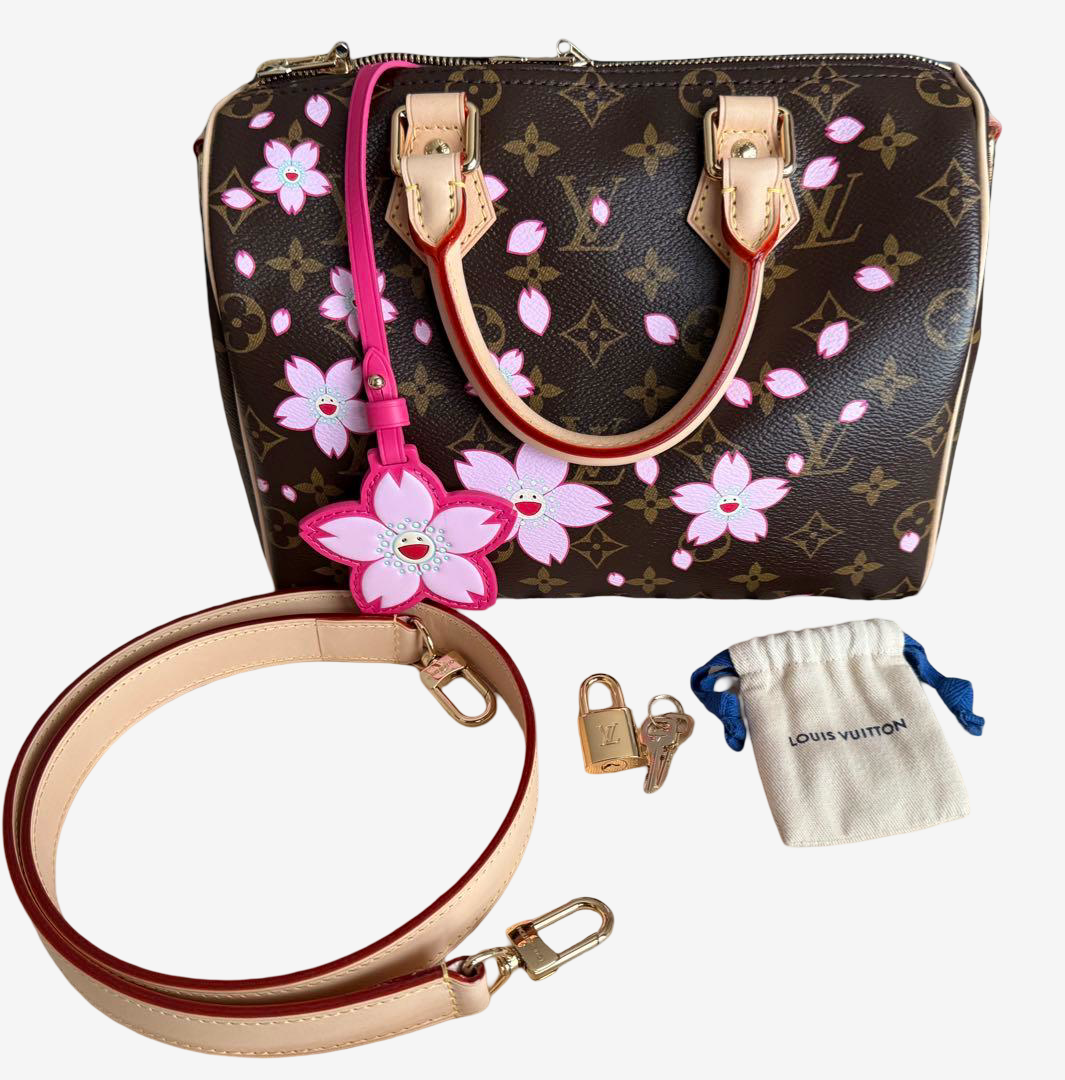 Louis Vuitton x Takashi Murakami Cherry Blossom Sakura Speedy 25 Bandouliere M14174 Handbag