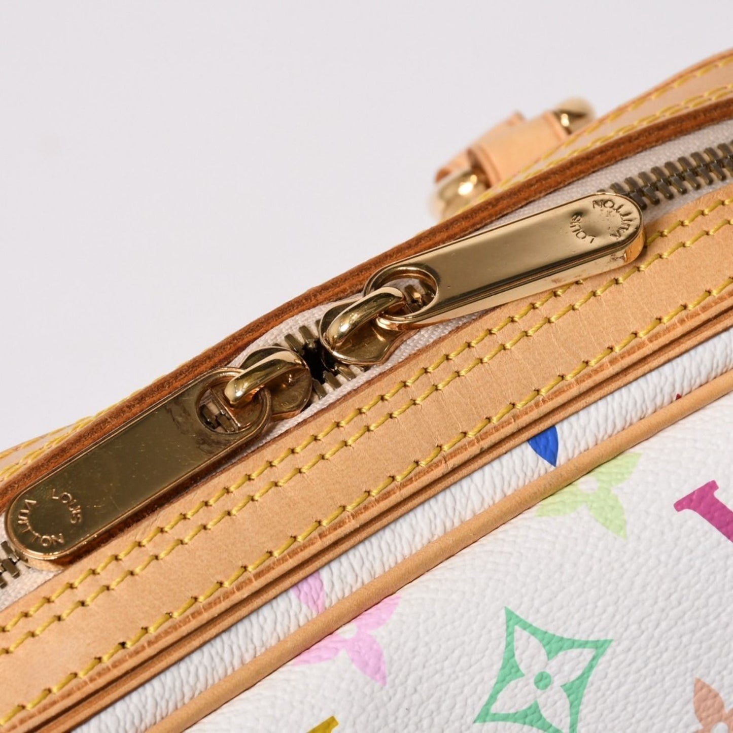 Louis Vuitton Murakami Priscilla Multicolor White M40096 Rare Monogram Handbag Takashi Murakami LV