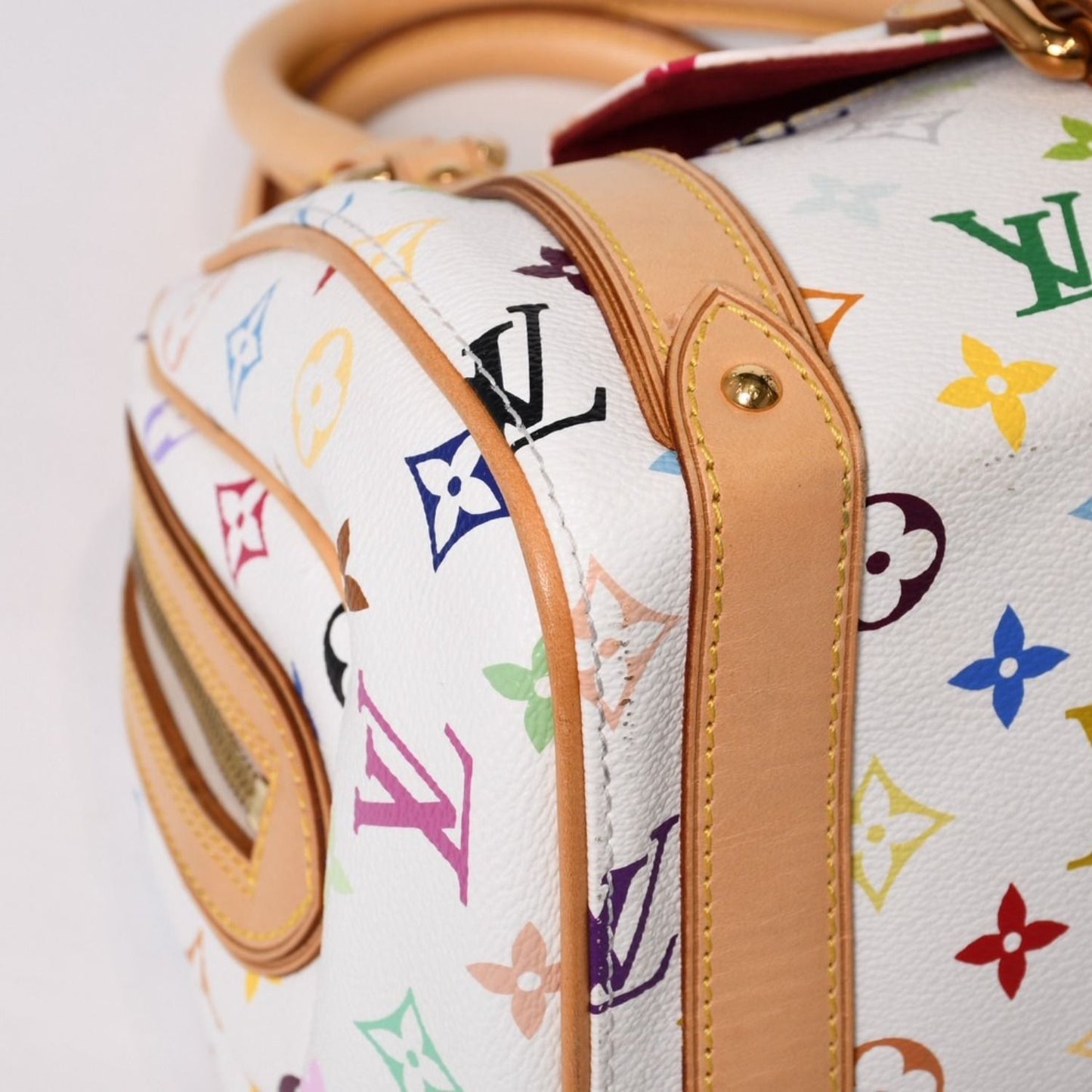 Louis Vuitton Murakami Priscilla Multicolor White M40096 Rare Monogram Handbag Takashi Murakami LV